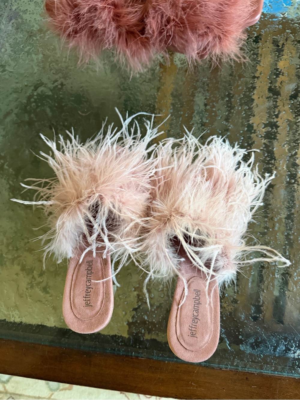 Jeffrey Campbell Pink Feather Slide Sandals - Picture 3 of 4